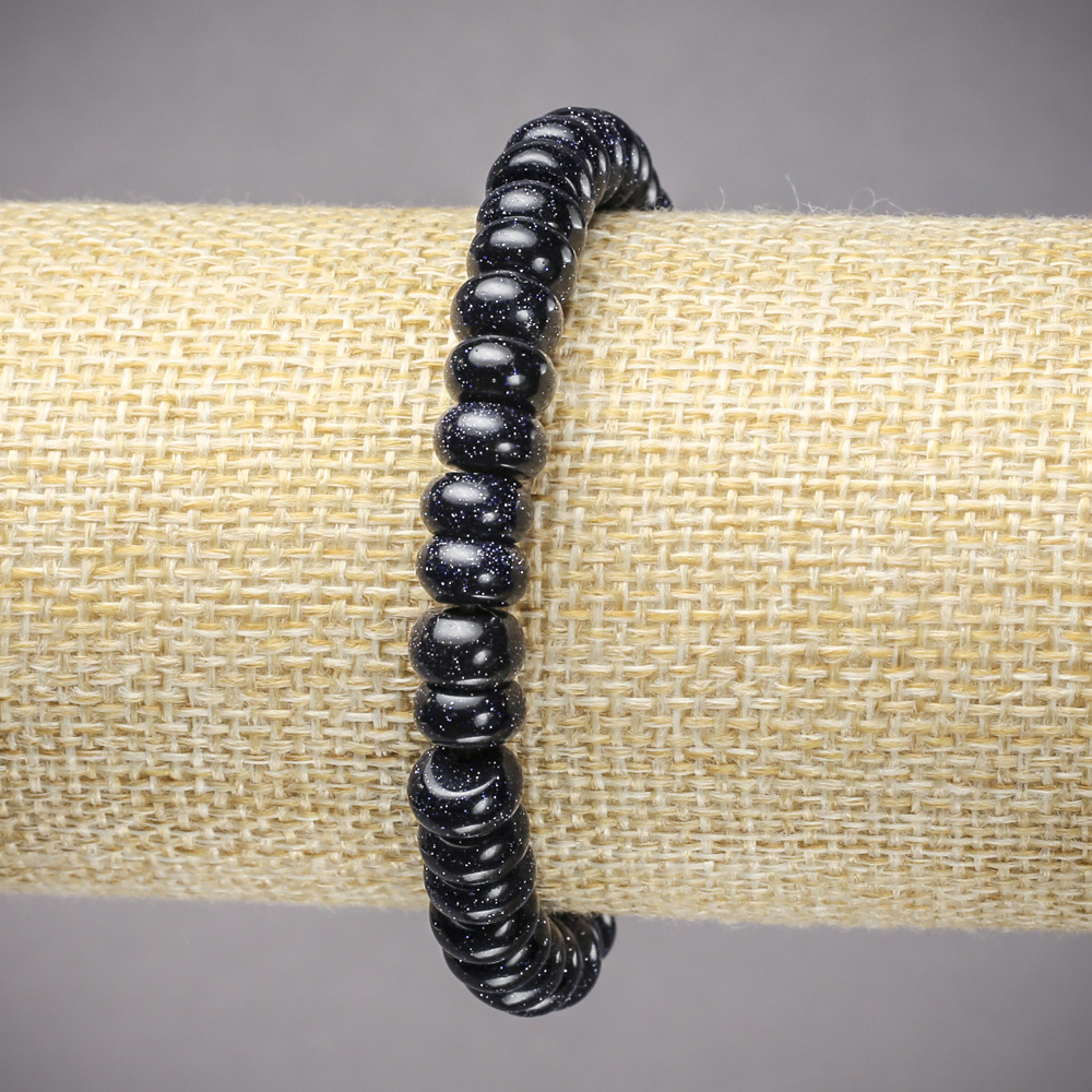 Brățară pe elastic Aventurin Nisip Albastru Noaptea Cairo (presat) rondel neted, diametrul 8x5mm+-, lungime 18cm+