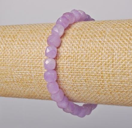 Brățară din ametist lavandă, piatră naturală tăiată în cuburi, diametrul 8 mm, lungime 18 cm, elastică