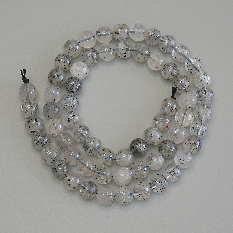 Mărgele din cuarț Herkimer diamantat, sferice netede, 6 mm+, lungime 39 cm+