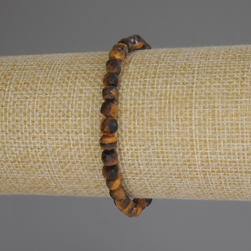 Brățară din ochi de tigru, cuburi fațetate, diametrul 5×5 mm, lungime 18 cm (elastic)