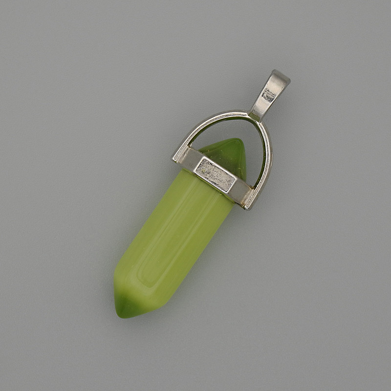 Pandantiv Ochi de Pisică hexagonal, cu bilă de cristal, 8×31×41 mm+