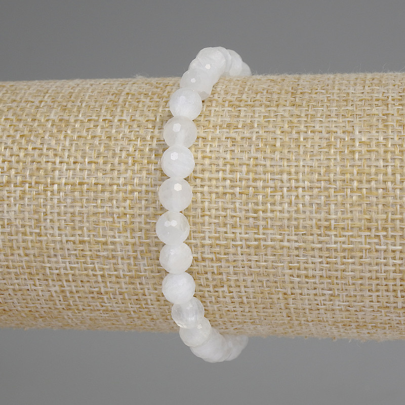 Brățară din cristal de munte, mărgele facetate de 6 mm, lungime 18 cm, pe elastic