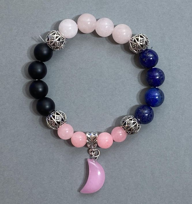 Brățară Asortiment cu bile de 10 mm și 8 mm - cu inserții metalice, lungime 18 cm, elastică