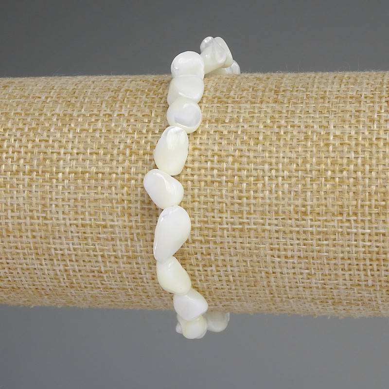 Brățară din sidef fațetat, diametru 8×6-8 mm, lungime 18 cm, elastică