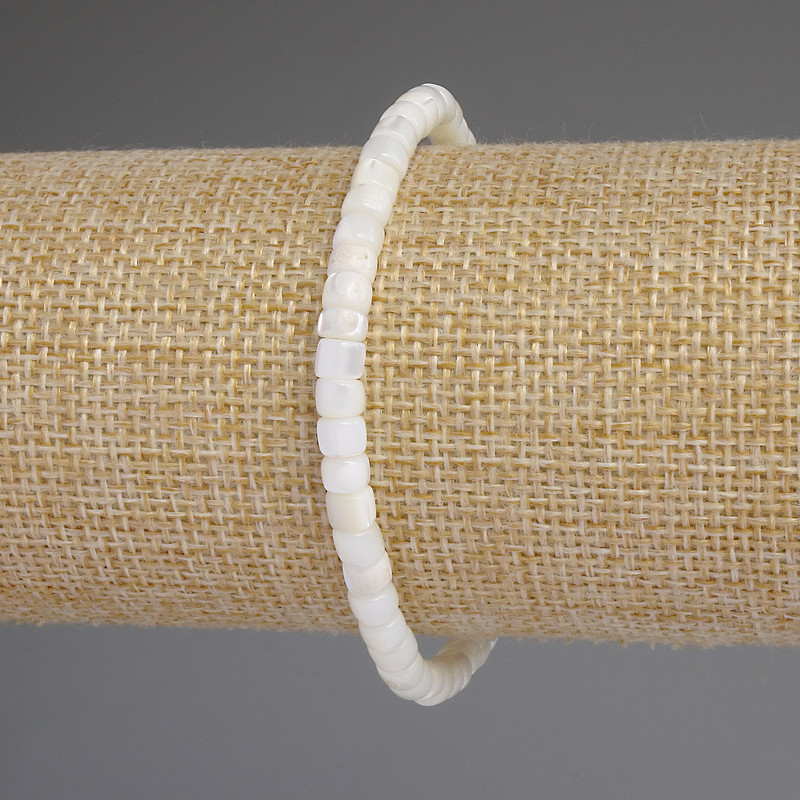 Brățară din sidef rondel, diametru aproximativ 5x4 mm, lungime 18 cm, pe bază elastică