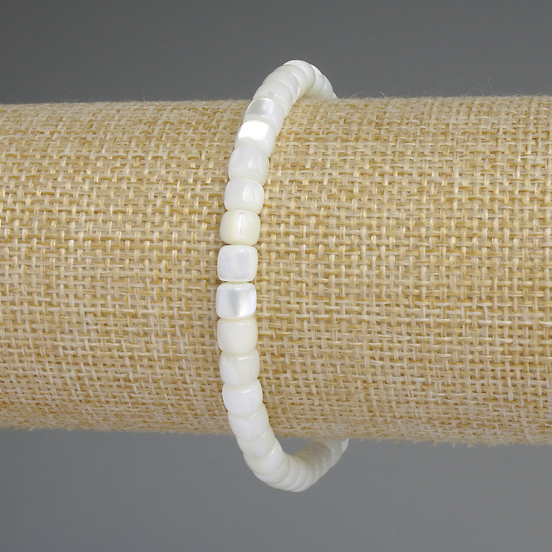 Brățară din sidef rondel, diametrul 6x5 mm, lungime 18 cm, pe elastic