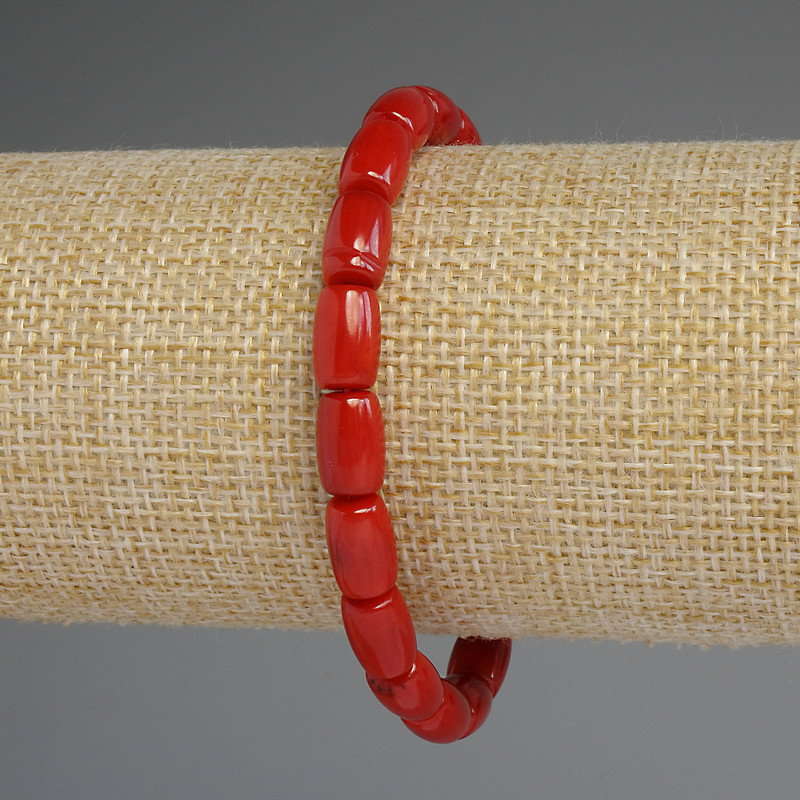 Brățară din coral Barilo, 10×6, 5 mm, lungime 18 cm, elastic