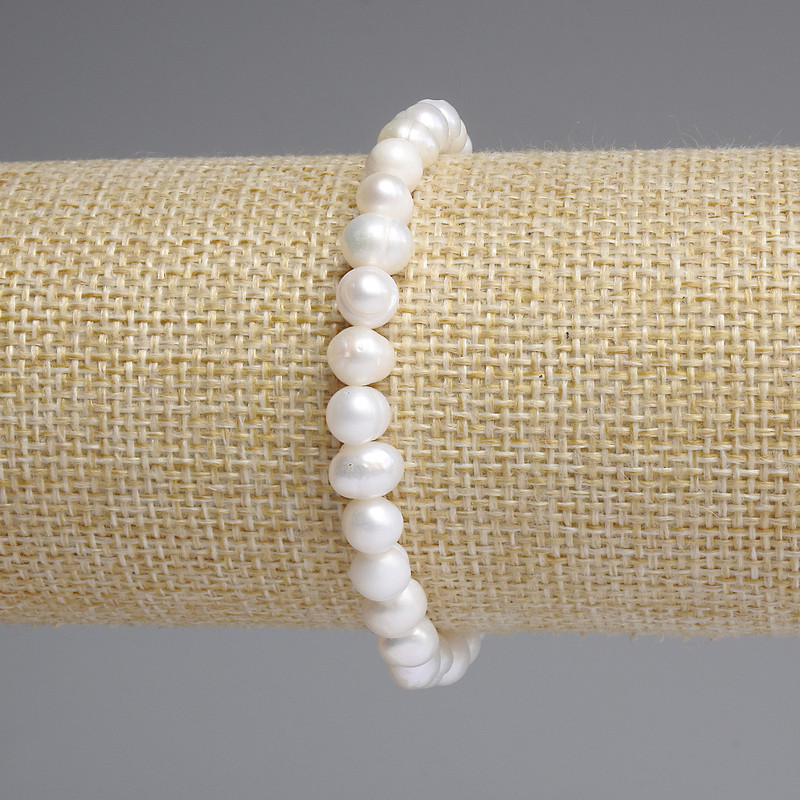 Brățară cu perle de râu 6-7×6-6 mm, lungime 18 cm, elastică