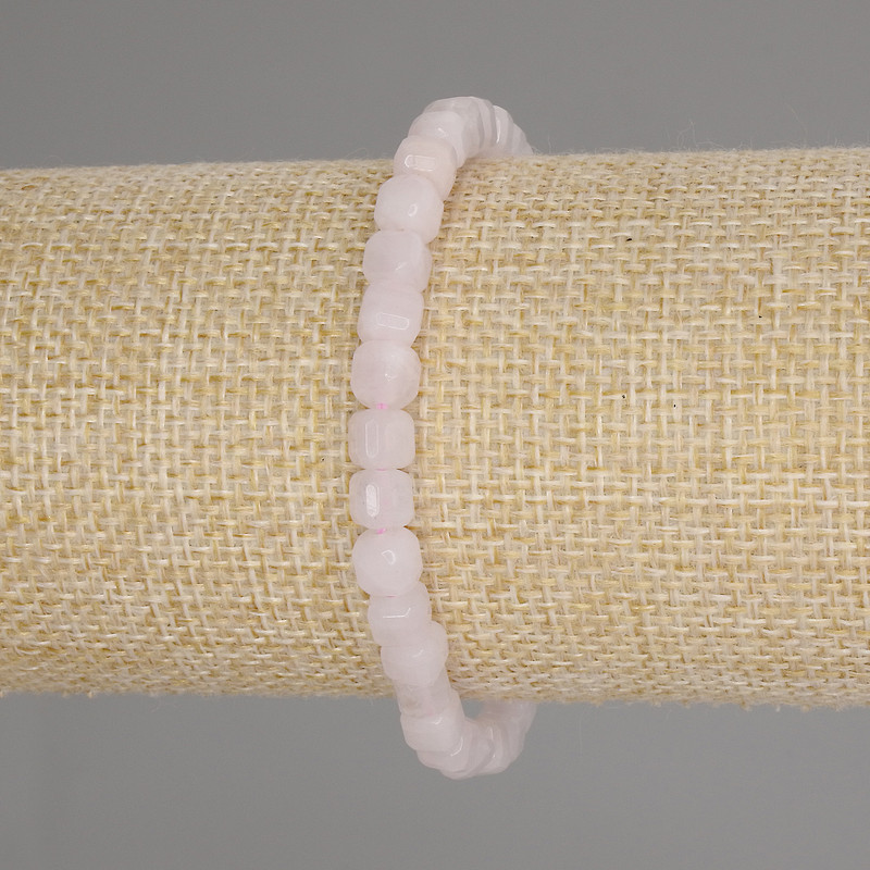 Brățară din cuarț roz, cuburi tăiate, diametru 5x5 mm, lungime 18 cm, elastic