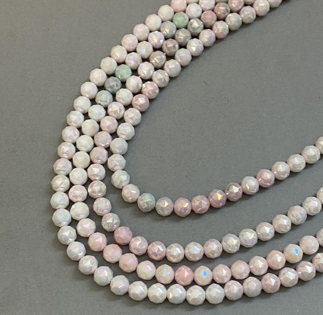 Mărgele din cristal ceh multicolor pe șnur, bilă tăiată, diametrul 8 mm, lungime 38 cm