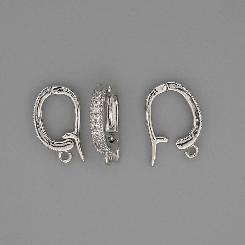 Bail detașabil cu luciu argintiu, diametru 18x3 mm +-, cu strasuri albe