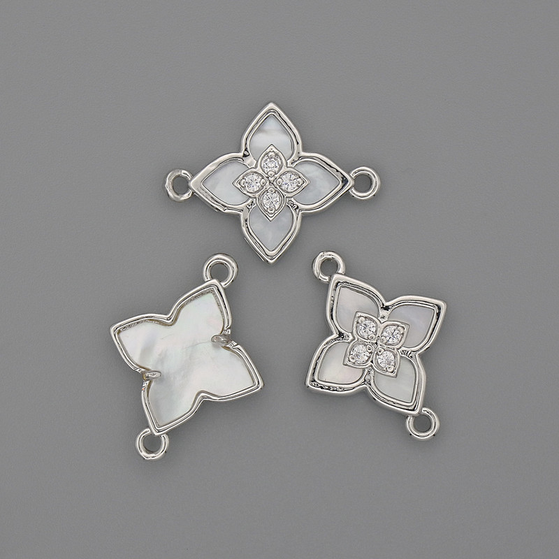 Conector sidef 15×19 mm ± în metal argintiu