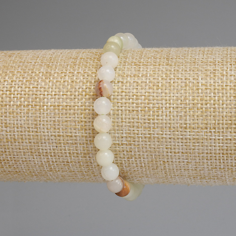 Brățară din onix, mărgele lucioase de 6 mm, lungime 18 cm, elastică