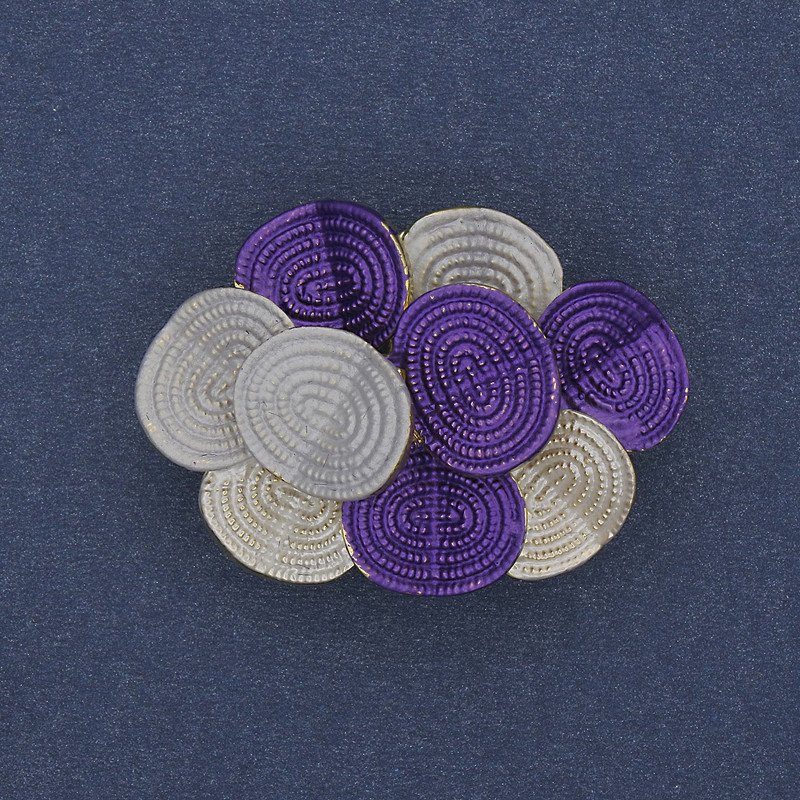 Broșă-colier Accent 36×26 mm +/- email colorat metal auriu