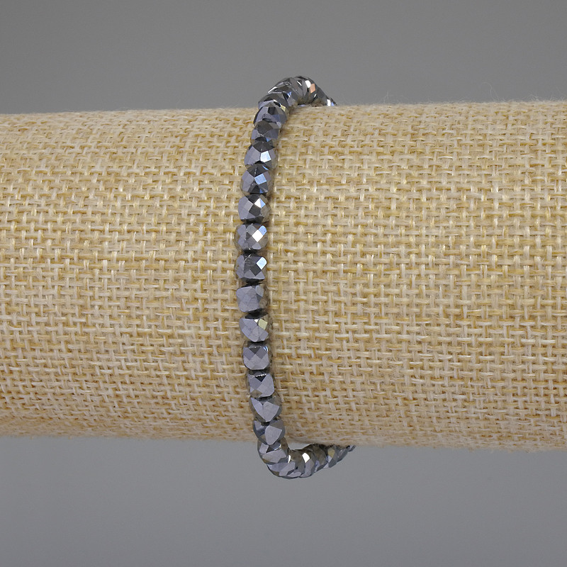 Brățară din terahertz cu cuburi tăiate, diametrul 4×4 mm, lungime 18 cm, pe elastic