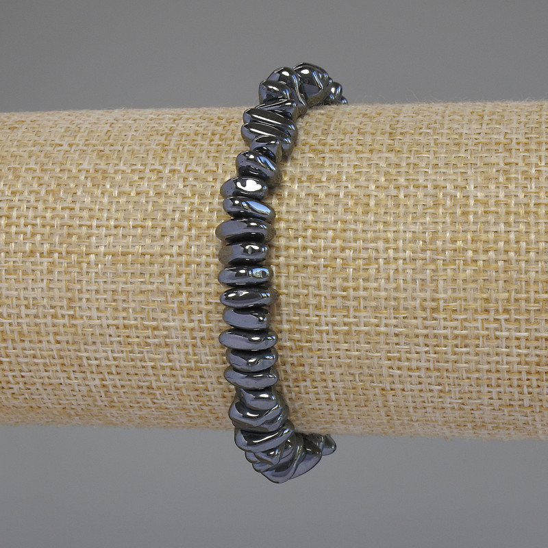 Brățară din hematit cu pietre rotunjite, diametru 8-9×3 mm, lungime 18 cm, elastică