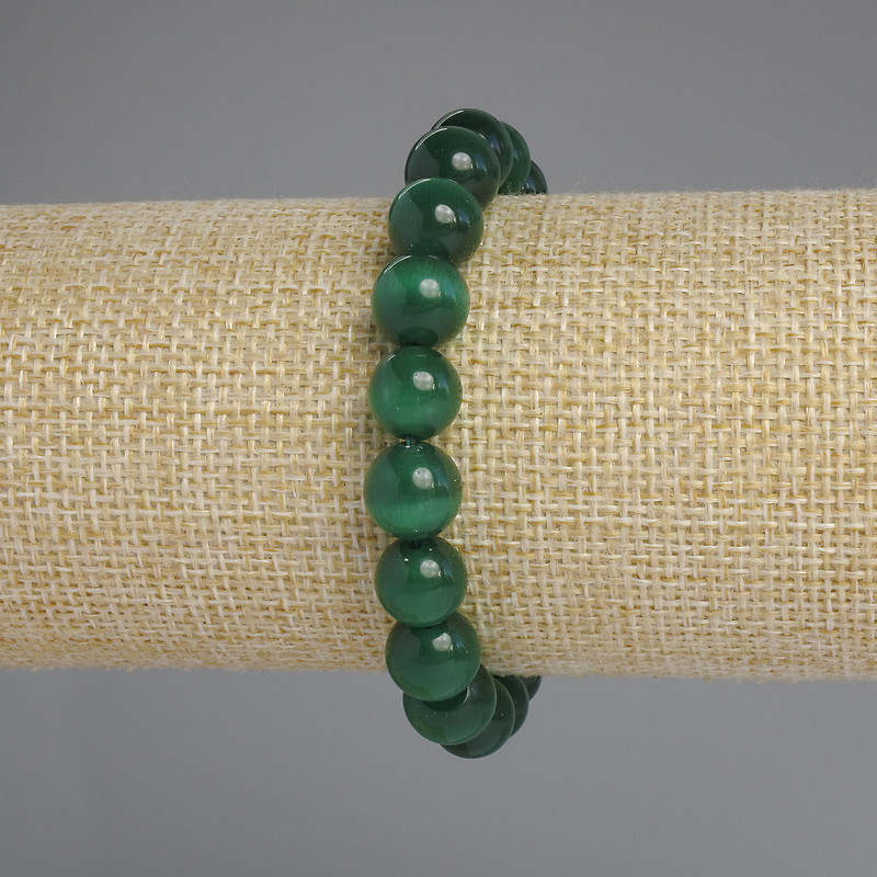 Brățară cu ochi de pisică, bile netede, diametrul 10 mm, lungime 18 cm, pe elastic