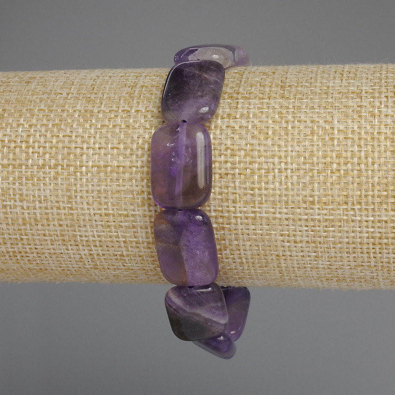 Brățară cu ametist, zale dreptunghiulare, diametrul 18x13 mm, lungime 18 cm, elastică