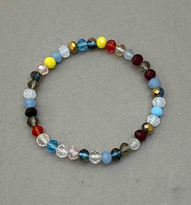 Brățară cu cristal ceh „Asortiment” – rondel facetat, diametrul 6×5 mm, lungime 18 cm, elastică