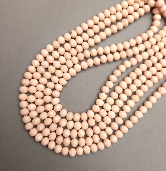 Mărgele din cristal ceh alb pe șnur, rondel tăiat, diametrul 8x6 mm, lungimea 37 cm