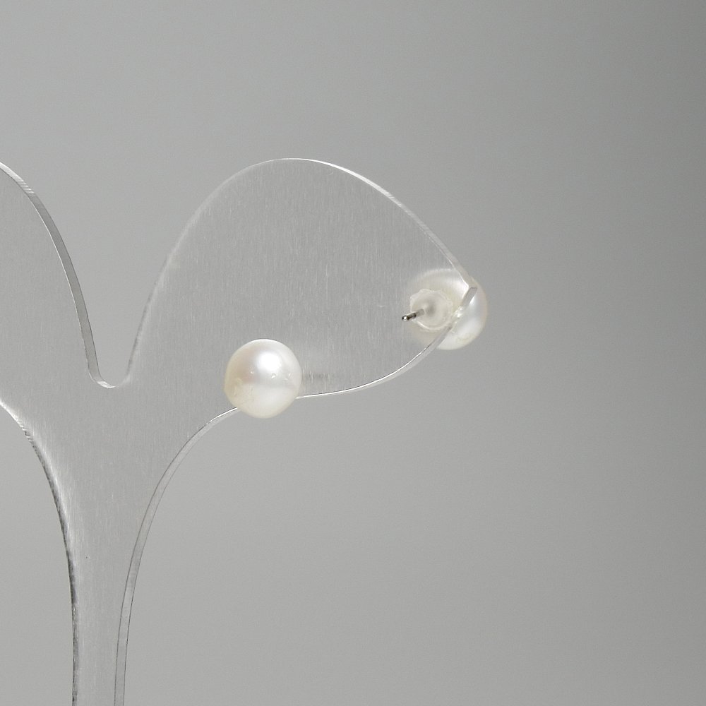 Cercei cu știfturi din perle de râu, diametrul de 7 mm+