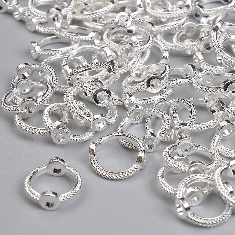 Inserție de mărgele circulare, diametru 10 mm, finisaj argintiu deschis, 62 buc. ±