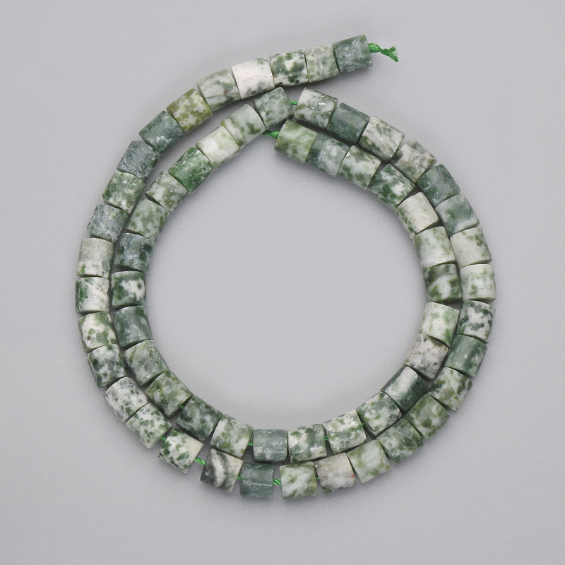 Mărgele de agată mușchi cilindrice, diametru 6x6 mm, lungime 38 cm, pe șnur