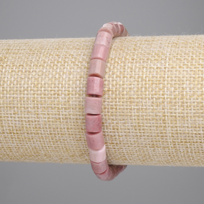 Brățară din rodonit cilindric, diametru 6×6 mm ± (elastică), lungime 18 cm+
