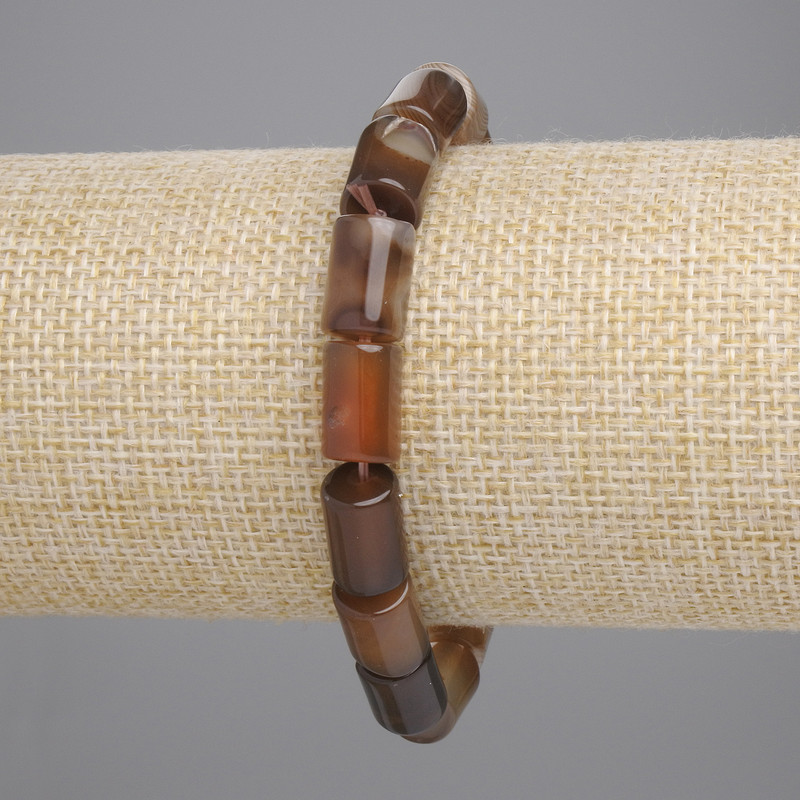 Brățară din agat cilindrică, diametrul 12x8 mm, lungime 18 cm, extensibilă