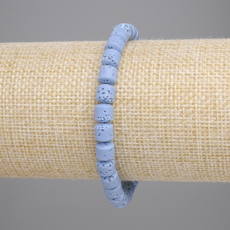 Браслет блакитна вулканічна Лава циліндр, діаметр 6х6мм+-, довжина 18см+- стрейч