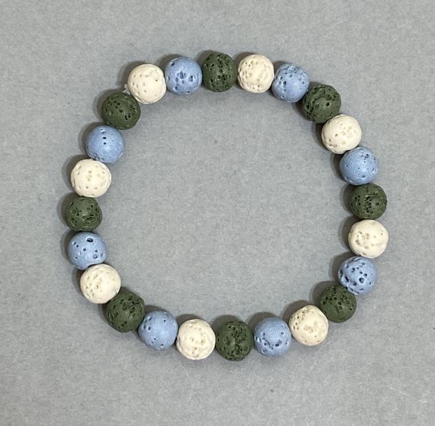 Brățară din lavă vulcanică, mărgele de 8 mm, lungime 18 cm, cu elastic