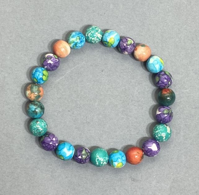 Brățară din varisit (artificial) cu mărgele netede, diametru 8 mm, lungime 18 cm, extensibilă