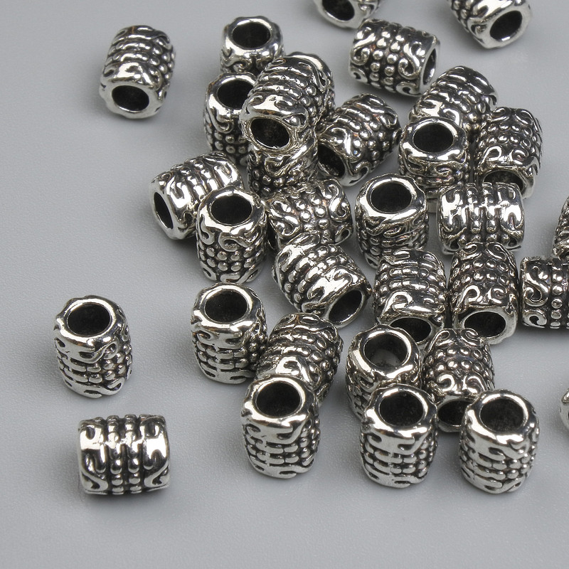 Inserție pentru mărgele argintii, culoare metalică argintie, diametru 6x5 mm, orificiu ~2,8 mm, ambalare ~33 buc.