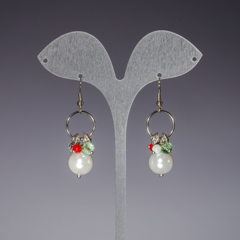 Cercei lungi „Perle pe inele” ( lor ), lungime 4,5 cm