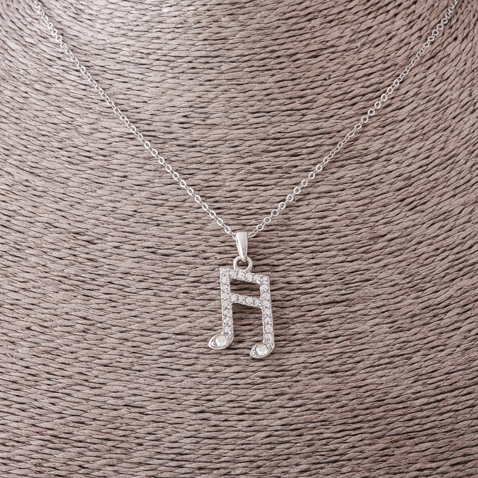 Pandantiv pe lanț «Notă», diametrul 2,5 cm, lungimea 55 cm, culoare metalică «argintiu»