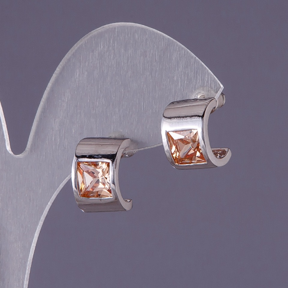 Cercei cu cristale galbene de 13×9 mm