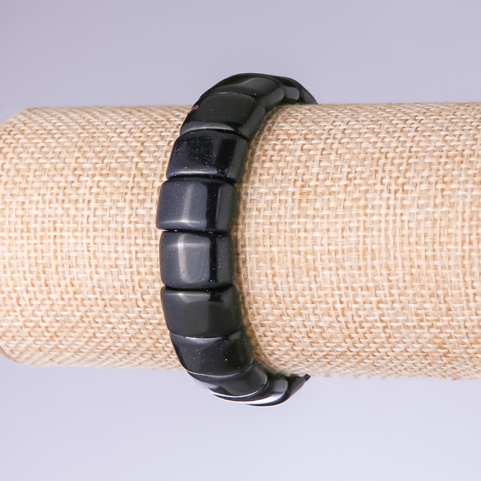 Brățară din aventurin «Nisip Albastru Noaptea Cairo», verigă 15×11 mm, pe elastic