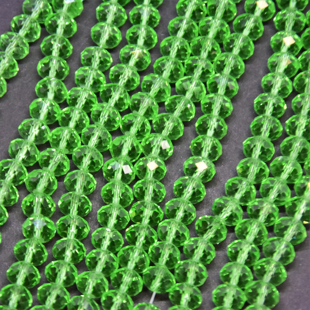 Mărgele din cristal ceh, verzi deschise, culoare smaragd, formă rondel, diametru 8×6 mm, lungime 40 cm