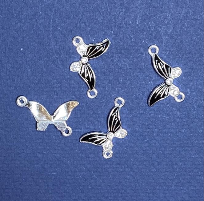 Conector Fluture email negru 24×12 mm, set de 4 bucăți