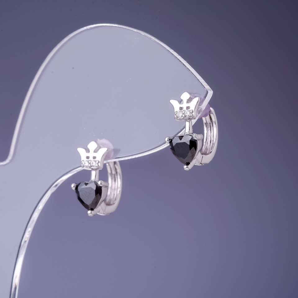 Cercei Xuping cu zirconii negre rodiu 12x6 mm