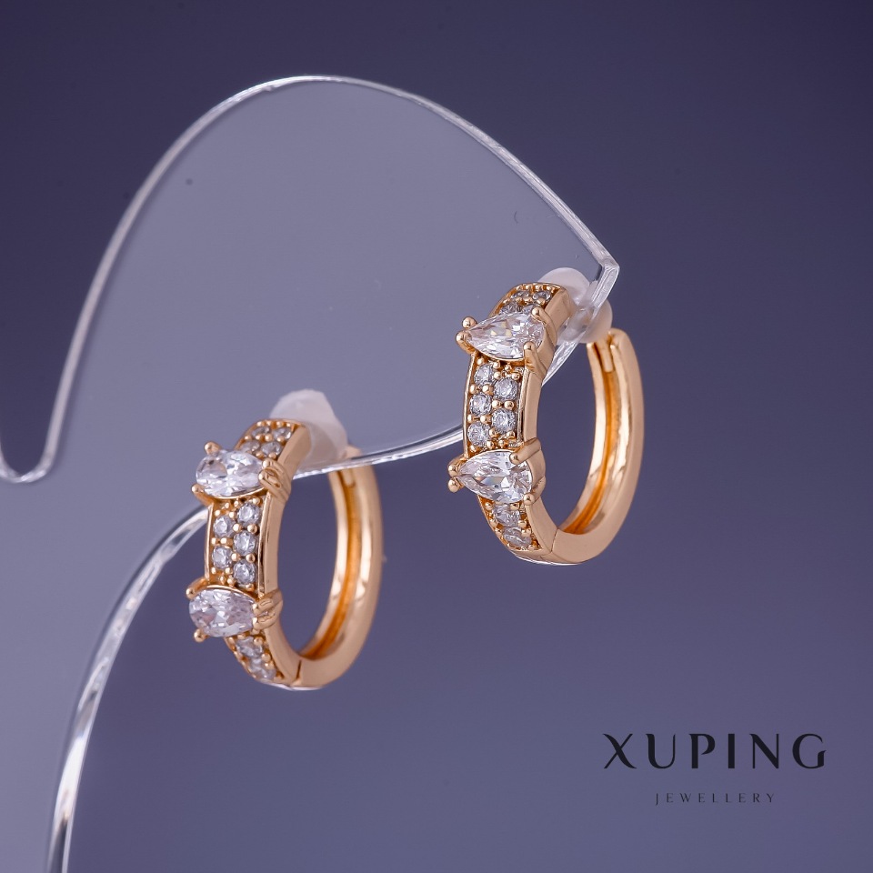 Cercei Xuping 16×5 mm cu placare aur 18K