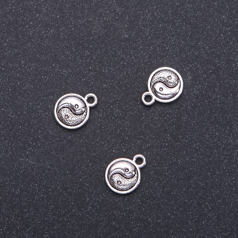 Accesorii pentru pandant Yin-Yang, diametrul 10 mm, lungimea 13 mm, diametrul 1,9 mm, ambalaj 20 g, 30 buc (+ -)
