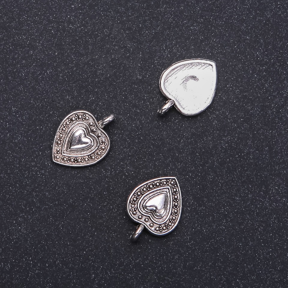 Furnitură pentru pandantiv Inimă, diametrul 13 mm, lungimea 18 mm, ambalaj 15 buc. (+ -)