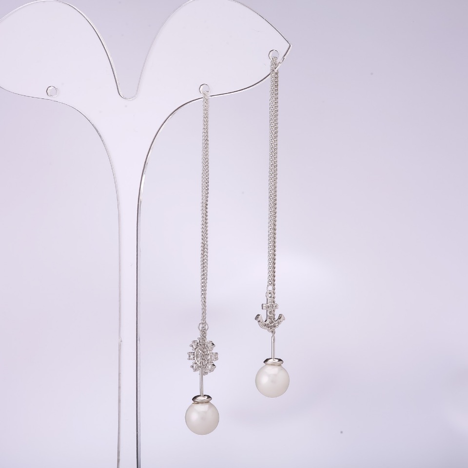 Cercei stud lungi asimetrici, seria 925 Marine, grosime 8 mm, lungime 107-135 mm