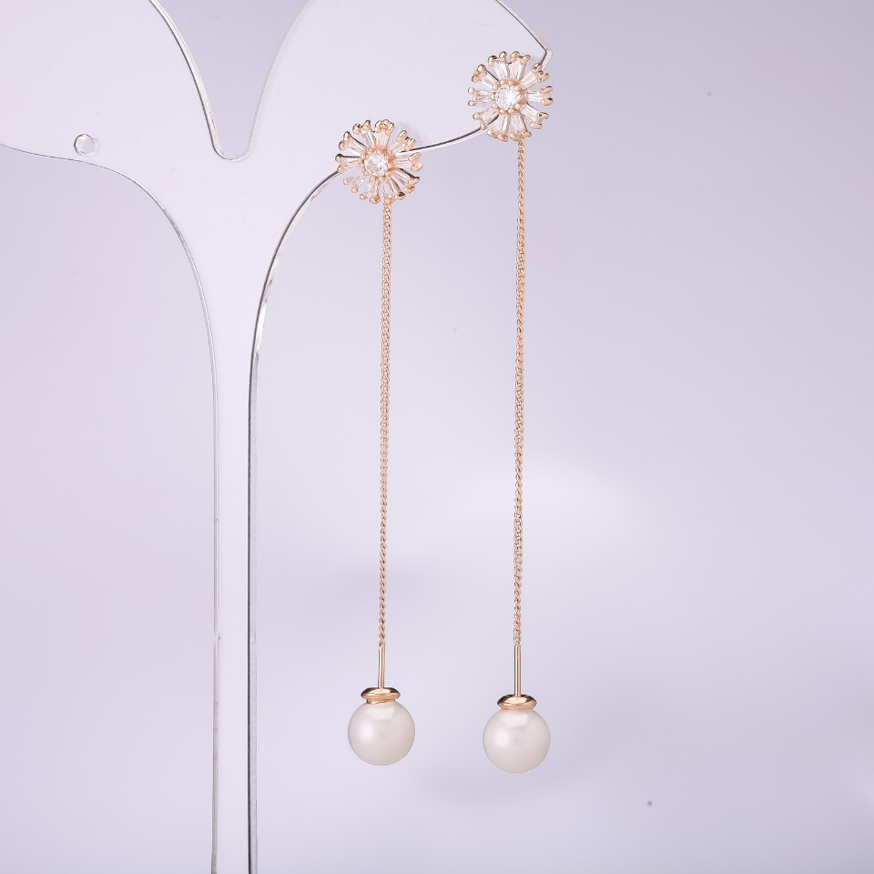 Cercei stud lungi, seria 925 Mallorca, grosimea 10 mm, lungimea 80 mm, placare cu aur