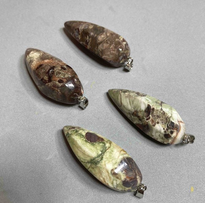 Pandantiv din piatră naturală Jasper Picasso 50x20 mm (+-)