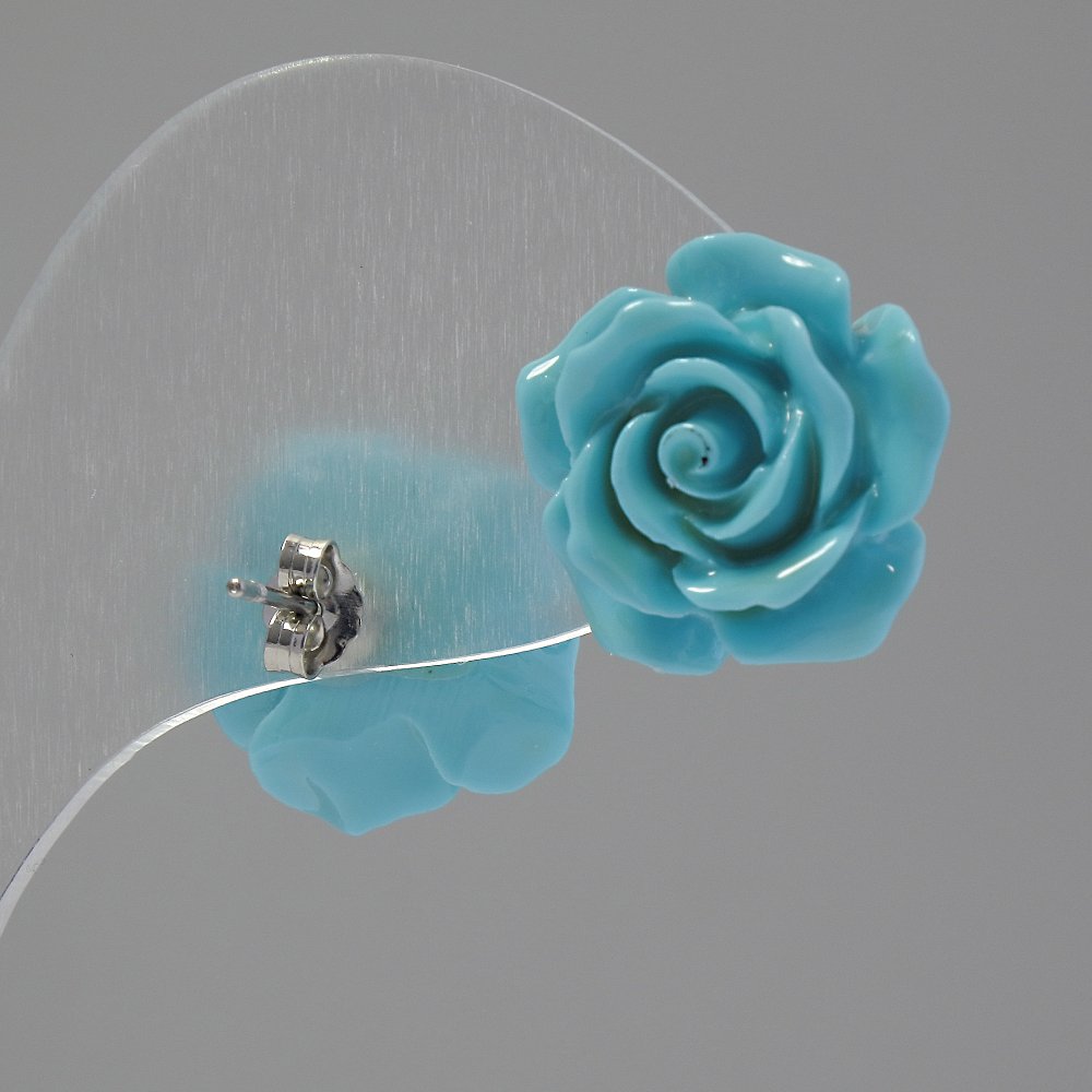 Cercei buton «Trandafir mini-1,5» roșii, lut polimeric, bază metalică placată argintiu Ø 15 mm