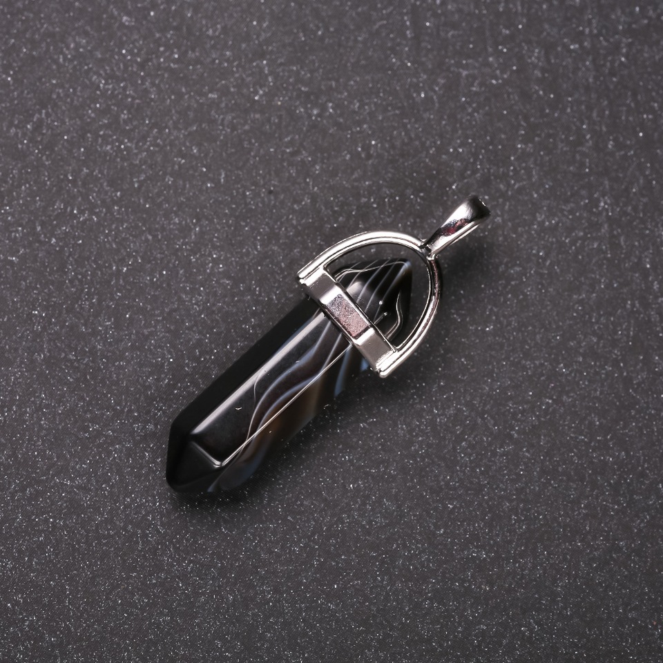 Pandantiv din agat hexagonal 8×30×40 mm