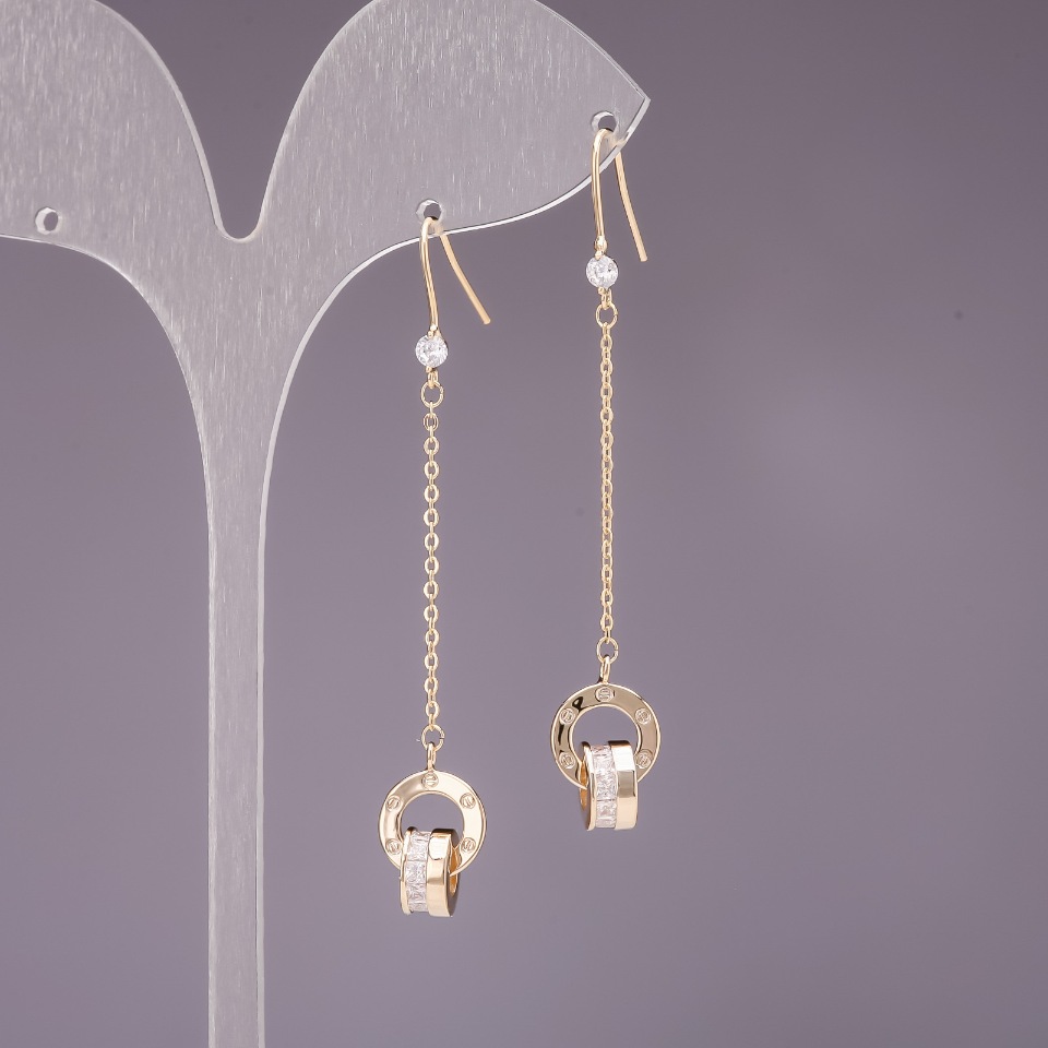 Cercei cu pandantiv 4x60 mm, culoare aurie