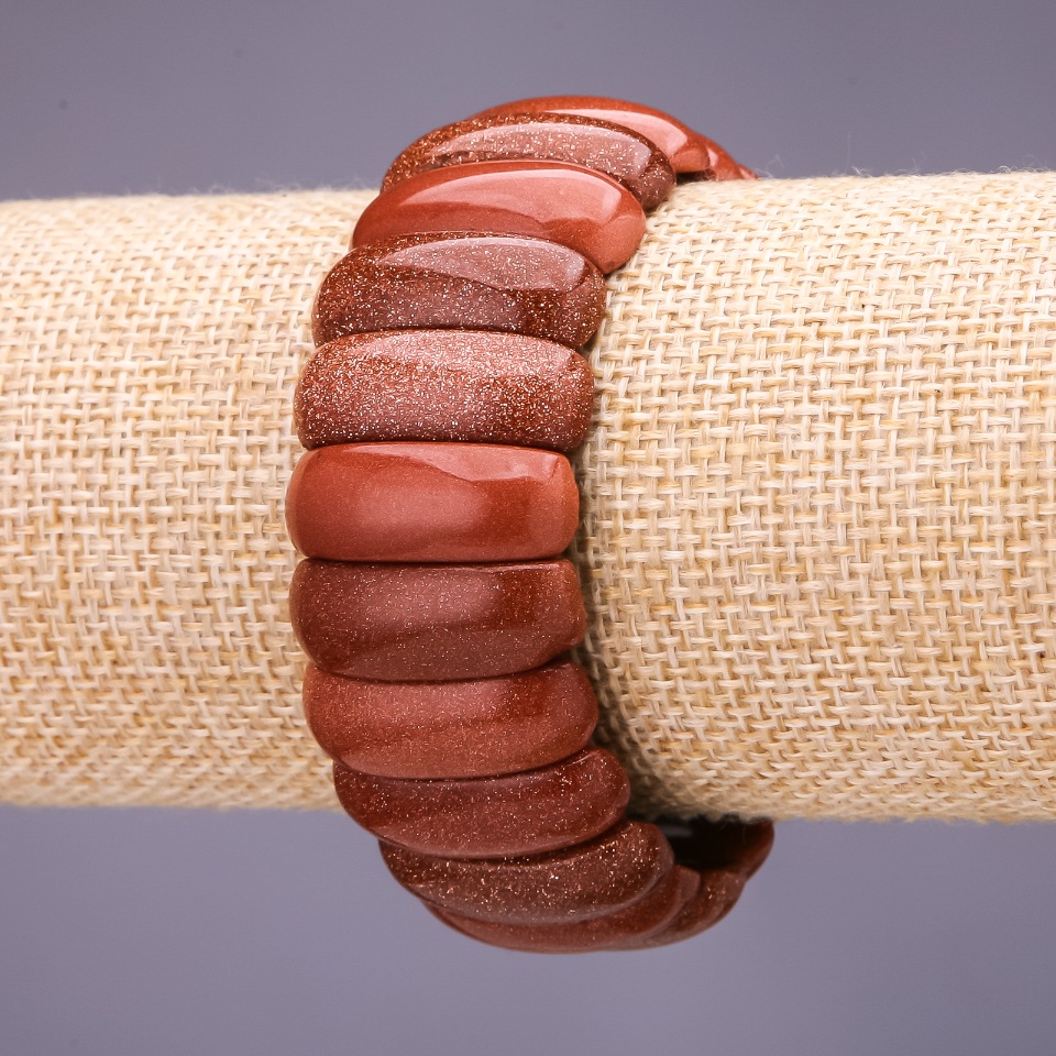 Brățară din aventurin, nisip auriu, zale 25×10 mm, lungime 18 cm, pe elastic